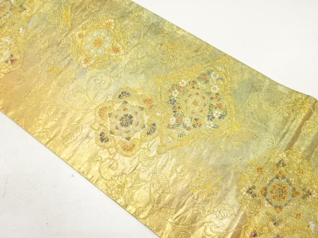 アンティーク　正倉院唐花菱華文織り出し袋帯（材料）